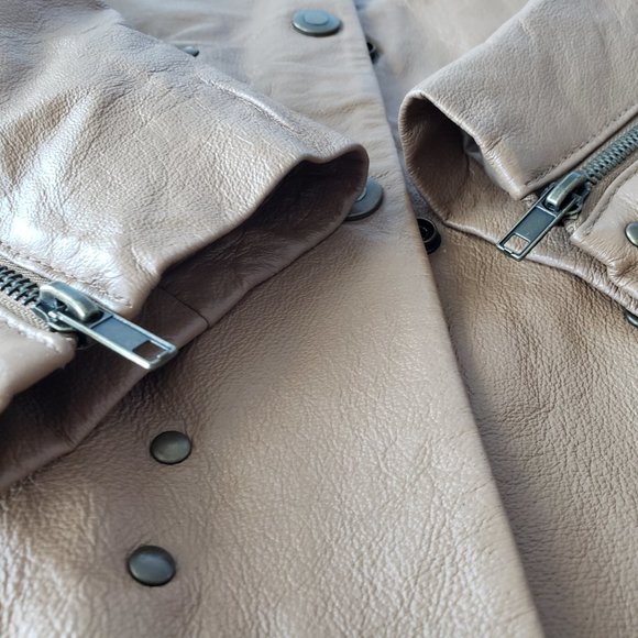 Excelled Vintage Y2K Leather Studded Brown Biker Moto Jacket - Picture 10 of 10